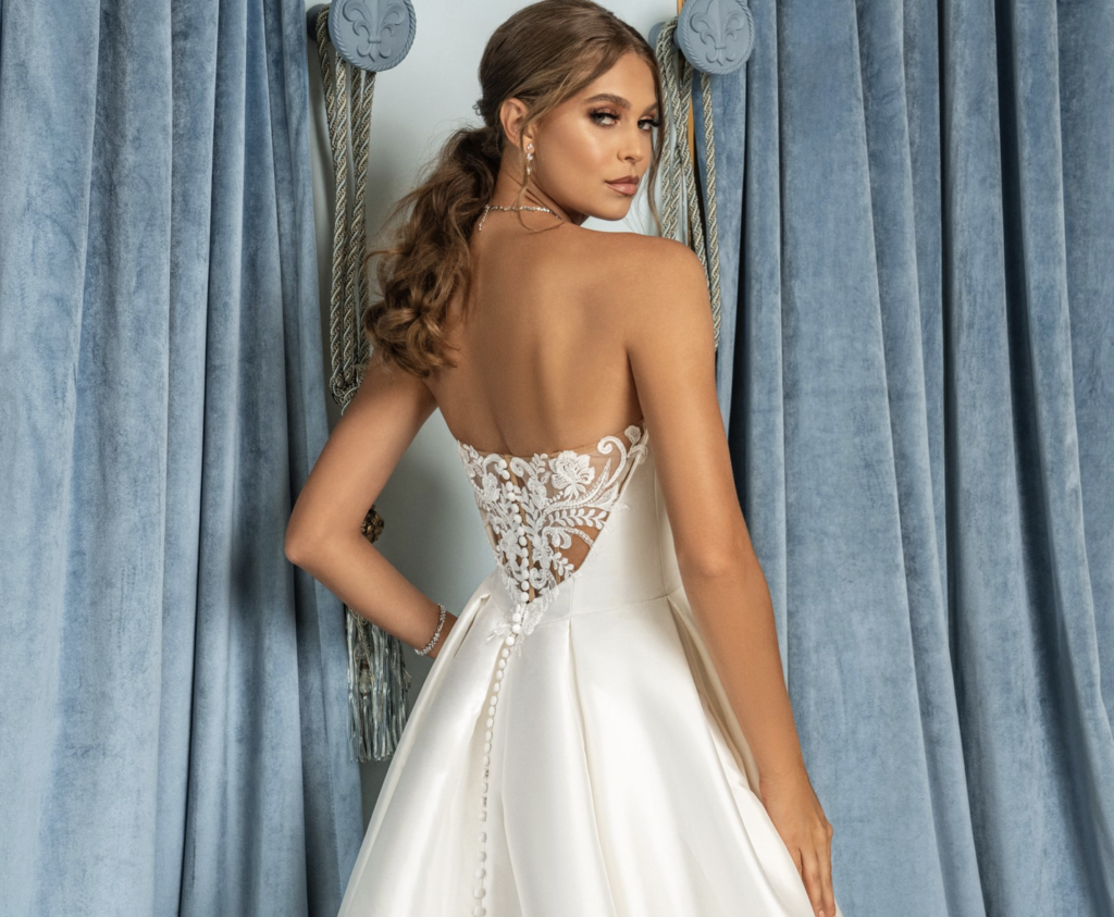 Illusion back wedding gown